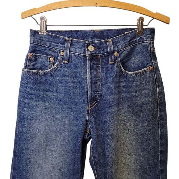 Levis Women 501 90s Selvedge Button Fly Straight Leg Blue Denim Jeans 24 X 30 - Picture 5 of 16